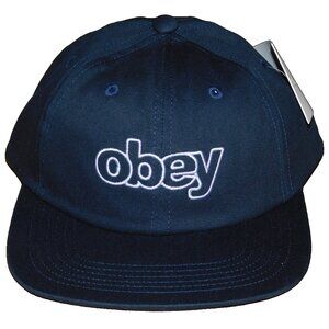 Obey Select Navy Blue 6 Panel Snapback Hat Cap